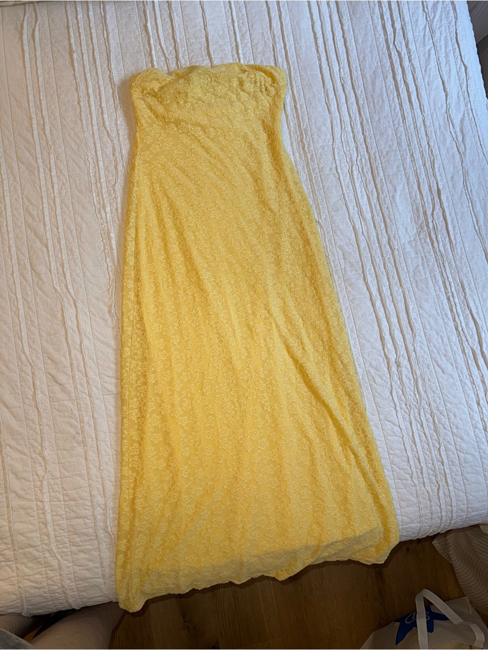 Hello Molly Yellow Strapless Floral Midi Dress - Picture 2 of 3